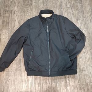 Men's Black Zip-Front Bomber Fleece Lined Jacket Size 2XL
